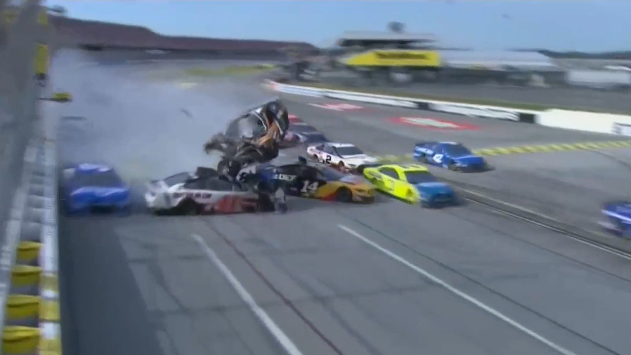 WATCH: Playoff contenders get taken out, Kurt Busch goes flying after massive wreck at Talladega
